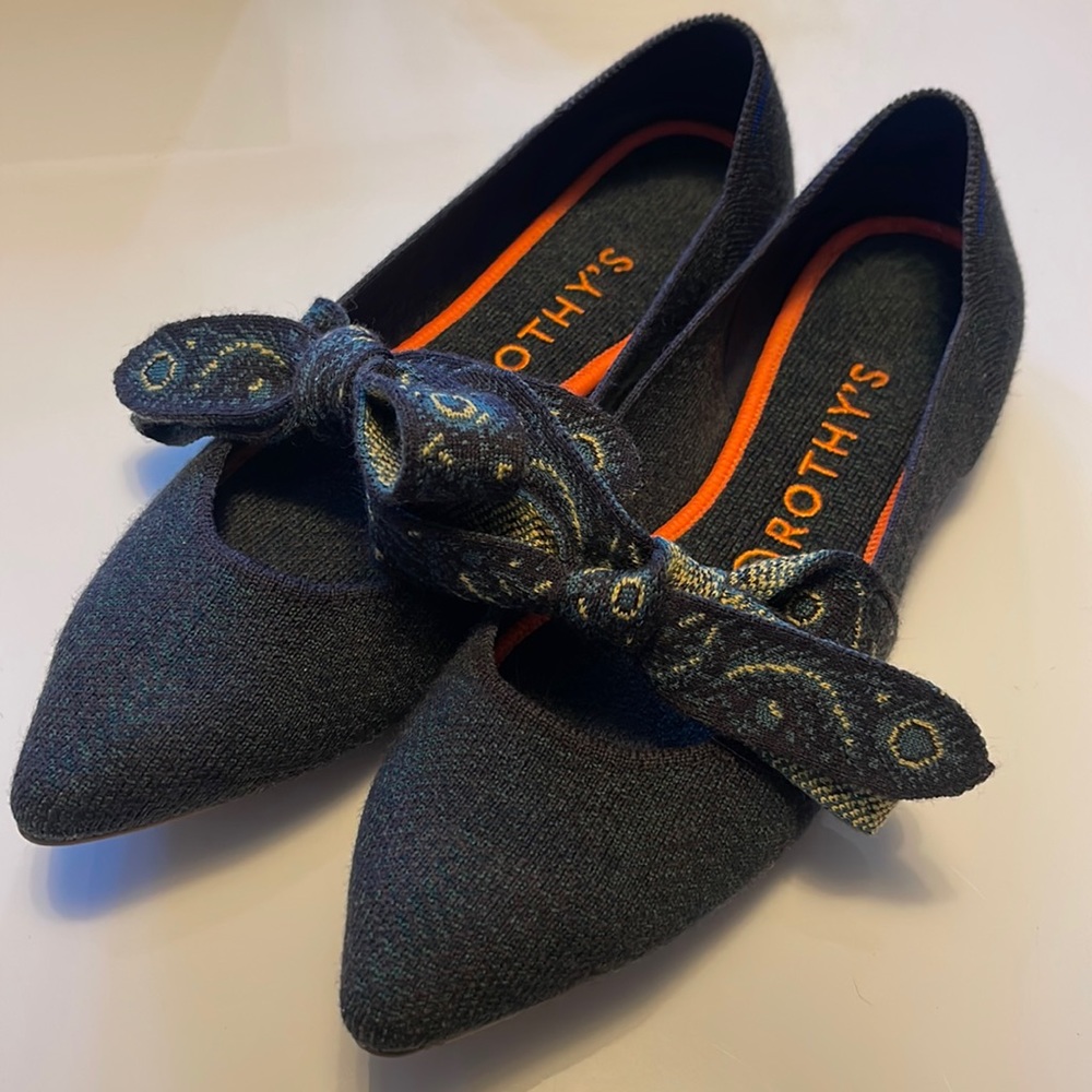 Merino Wool Rothy’s pointed toe Mary Jane in Forest Herringbone, Size 9 EUC